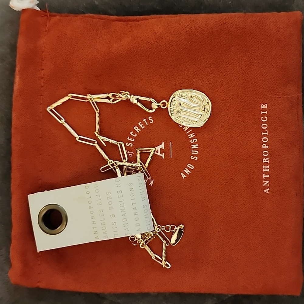 NWT Anthropologie 14K Gold Plated Virgo Zodiac Sign Necklace